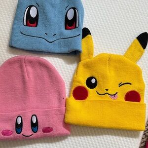 Cartoon Character Beanie Set - Blue, Pink, Yellow
